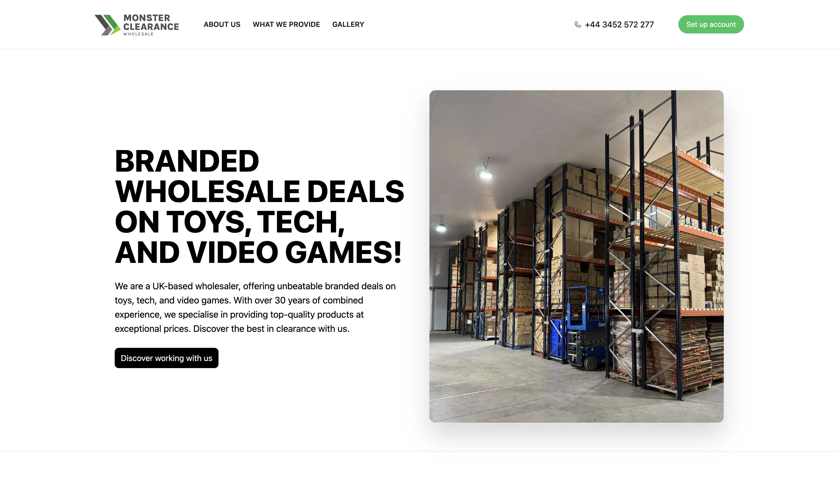 Monster Clearance website